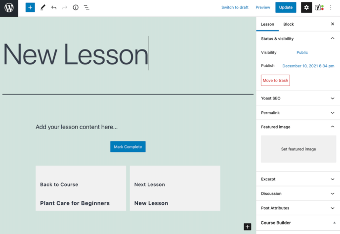 Edit a lesson in your online course website with WordPress