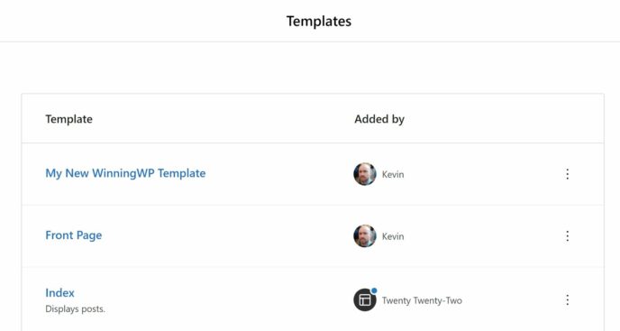 The Templates Page