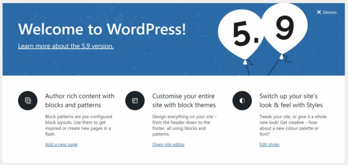 Welcome to WordPress 5.9