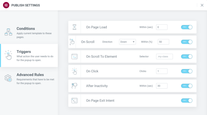 Elementor Pro Popup Rules