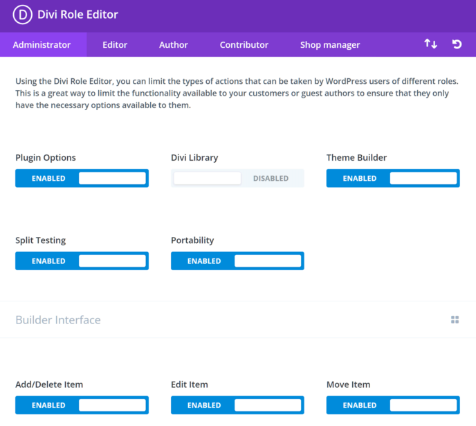 Divi Builder Role Editor