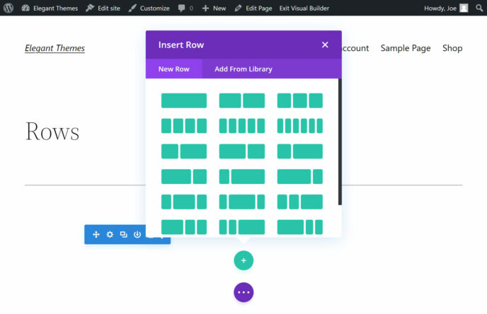 Divi Builder row layout options