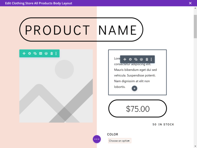 Divi Builder WooCommerce template editor