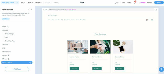 Wix vs Squarespace: Wix "Online Ordering" page setup