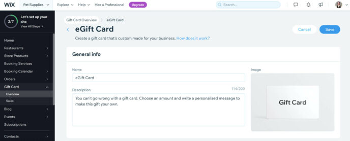 Wix gift card setup