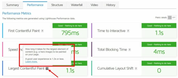 How to access explanations in the GTmetrix interface