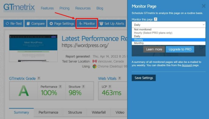 How to set up automatic monitoring