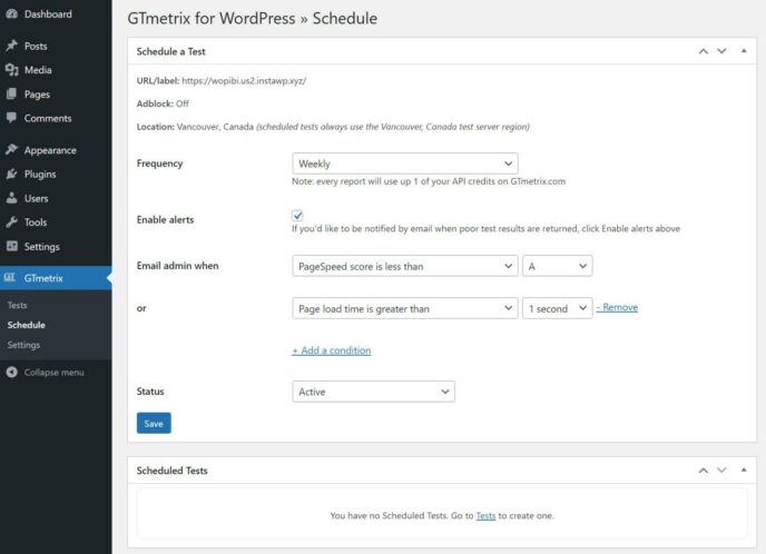 How to schedule automatic tests from WordPress