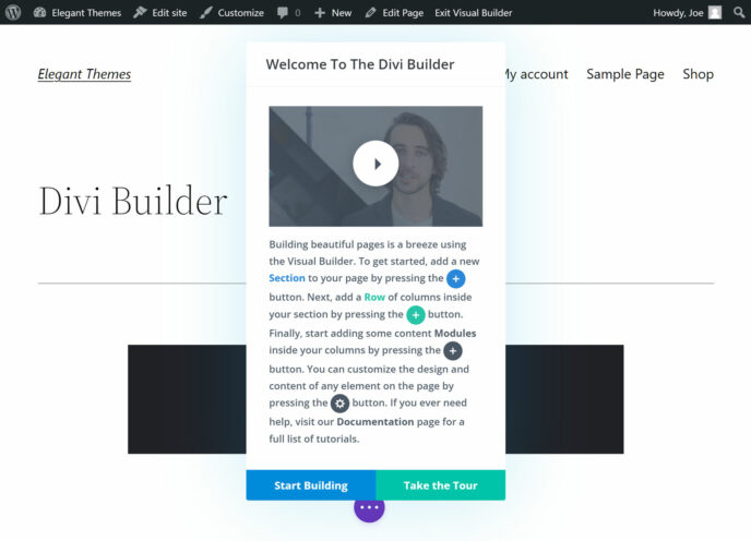 Divi Builder Welcome Tour