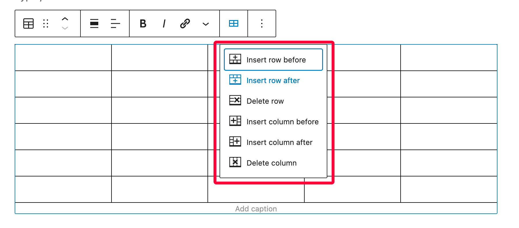 delete row icon