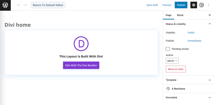 Divi review: page editing