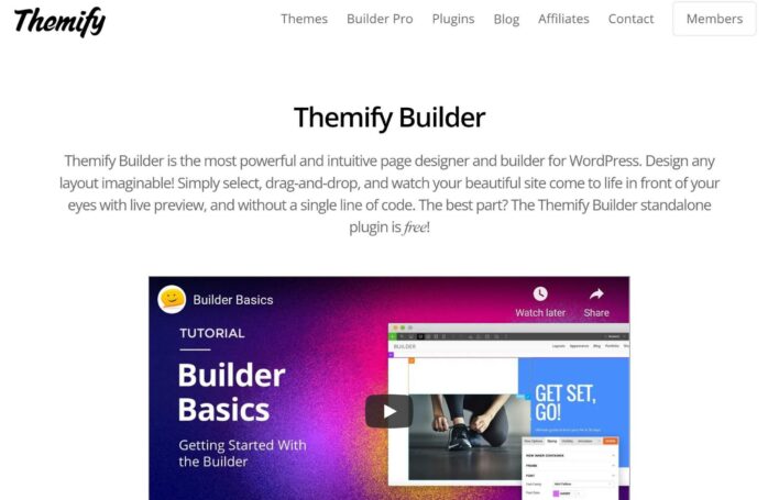 The Themify Builder product page
