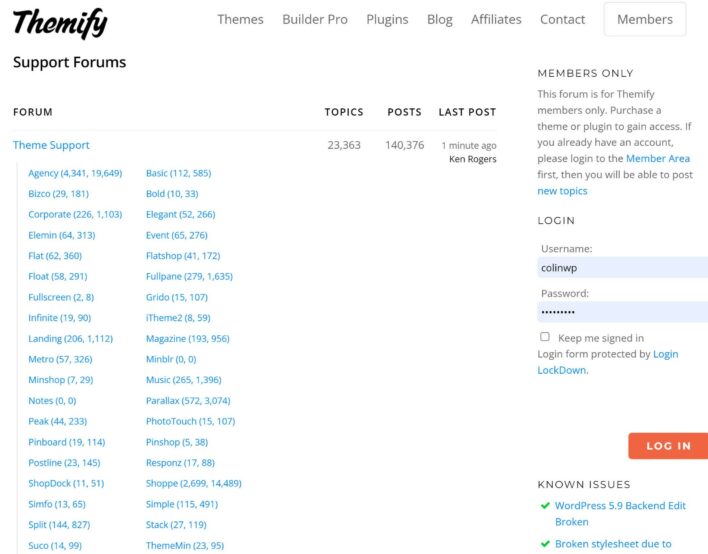 The main Themify support forum