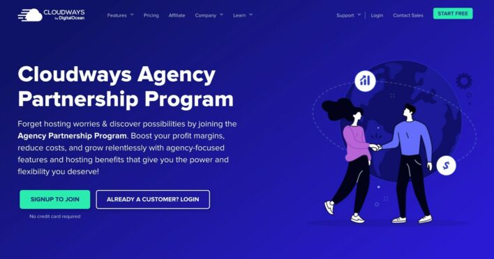 The Cloudways agency partnership program homepage