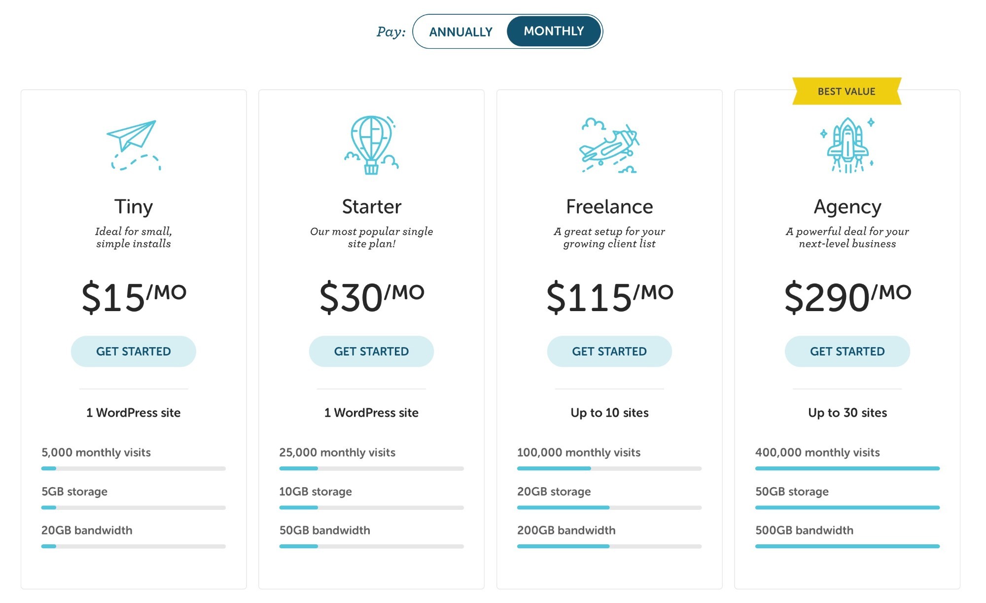 Flywheel WordPress hosting pricing